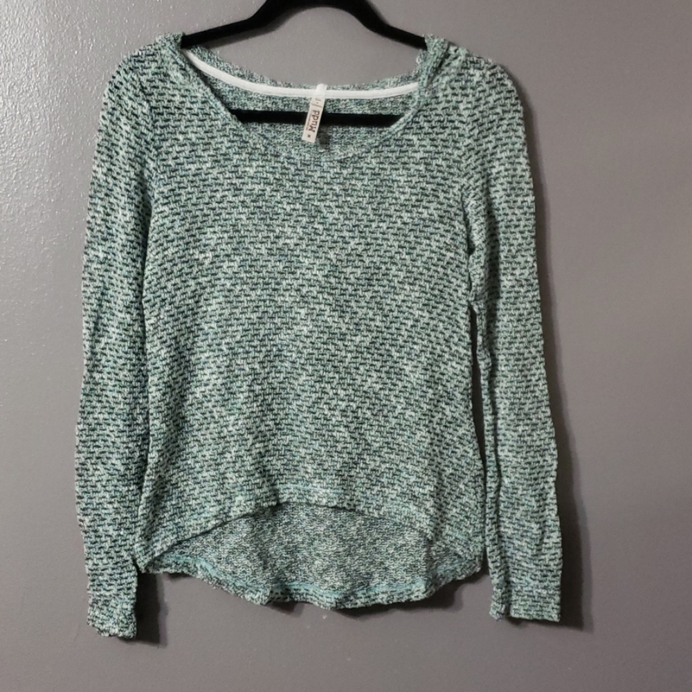 Mudd Hooded pullover Crochet Sweater Sz M